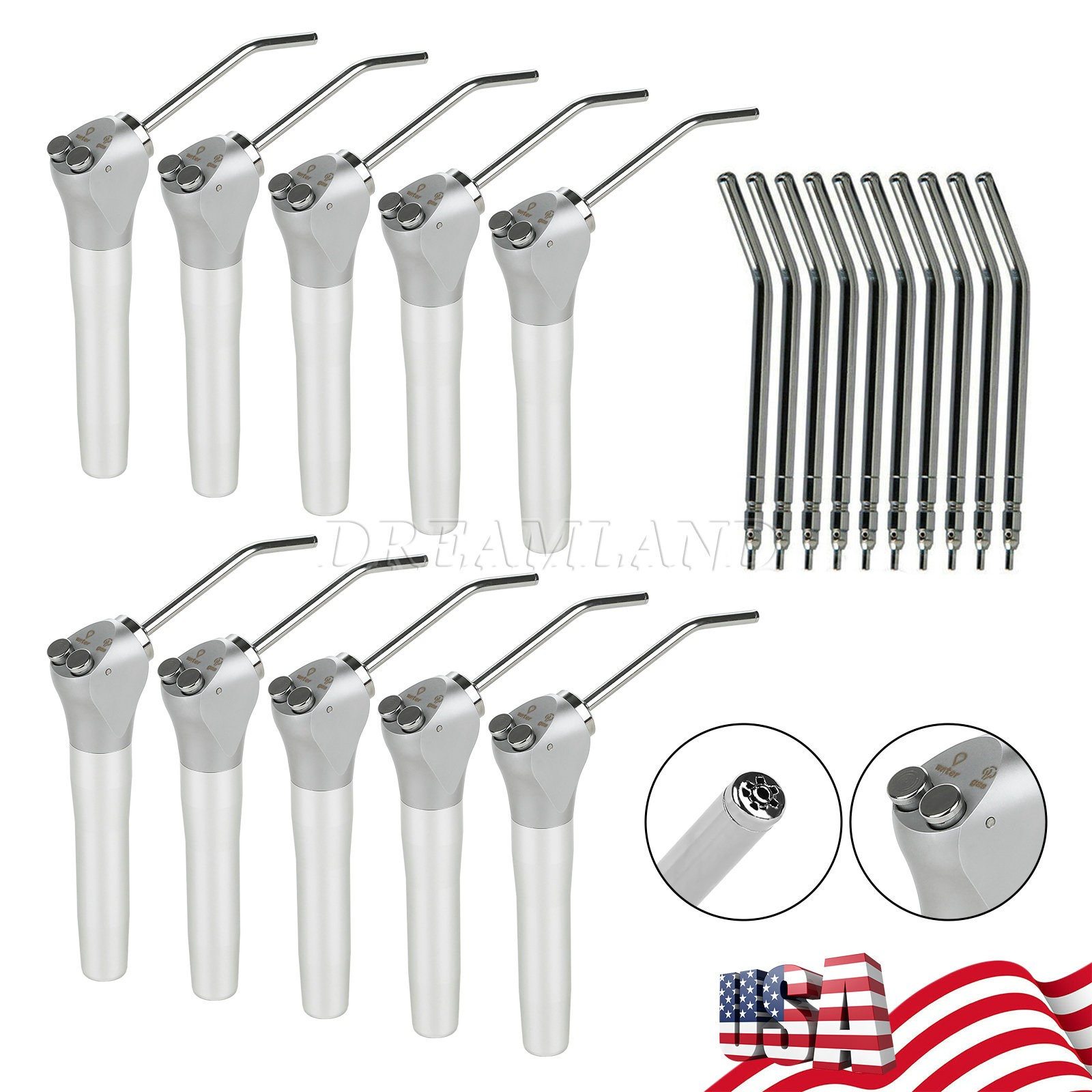 1-10pcs Dental Air Water Spray Triple Syringe with Nozzles/Tips/Tubes USA NE