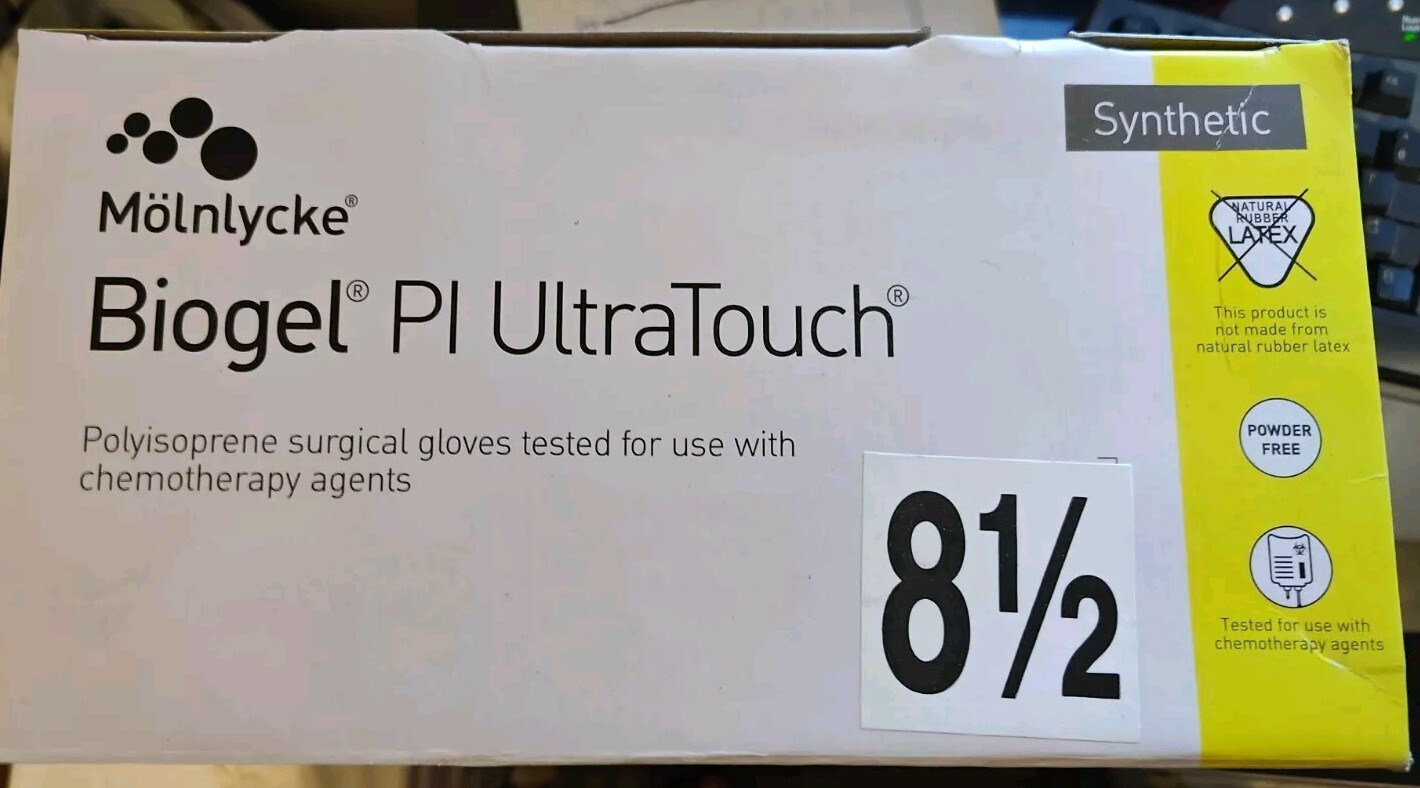 50-Pairs* 41185 Molnlycke Biogel PI UltraTouch PF SIZE 8.5 Surgical Gloves X2026