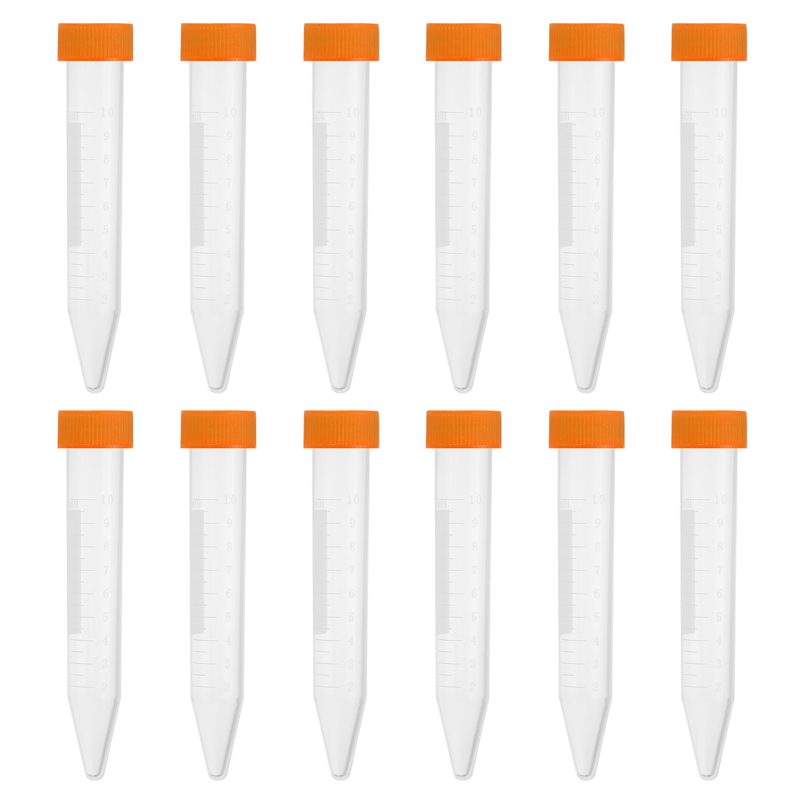 10ML Plastic Centrifuge Tubes, 100Pcs Conical Test Tube with Screw Caps, Orange
