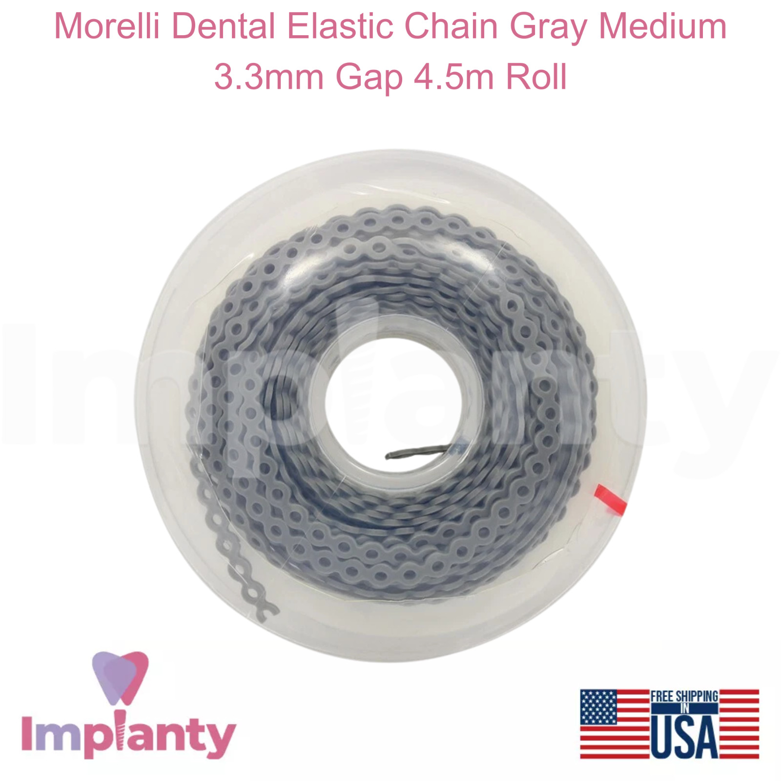 Morelli Dental Elastic Chain Gray Medium 3.3mm Gap 4.5m Roll Dentistry Tool