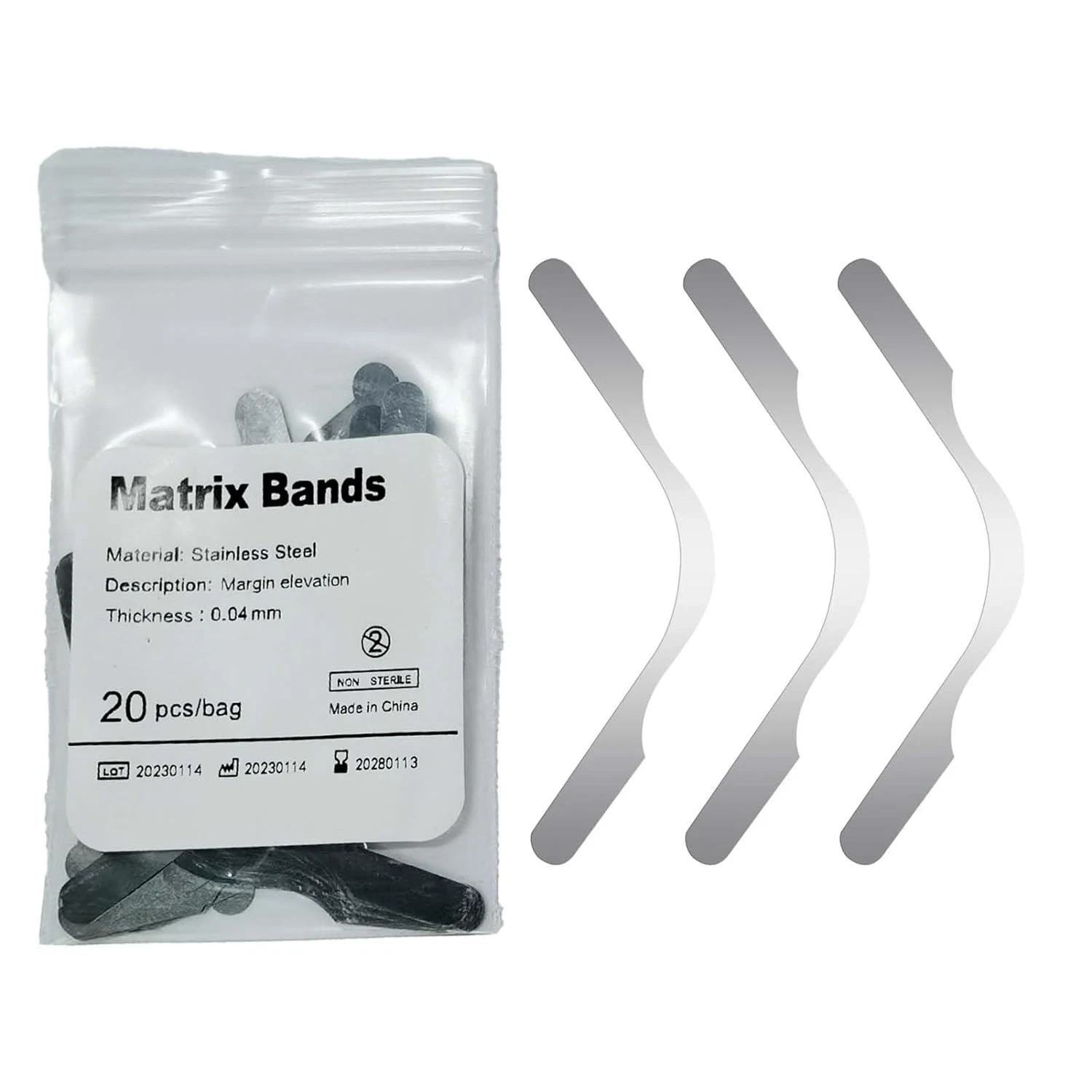 Dental Sectional Contoured Matrix Bands Ring/40 Add-On Wedges/Plier TOR VM