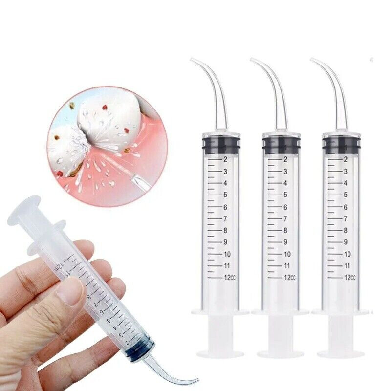 100Pcs Dental Disposable Irrigation Syringe w/ Curved Tip Syringe For Oral Care