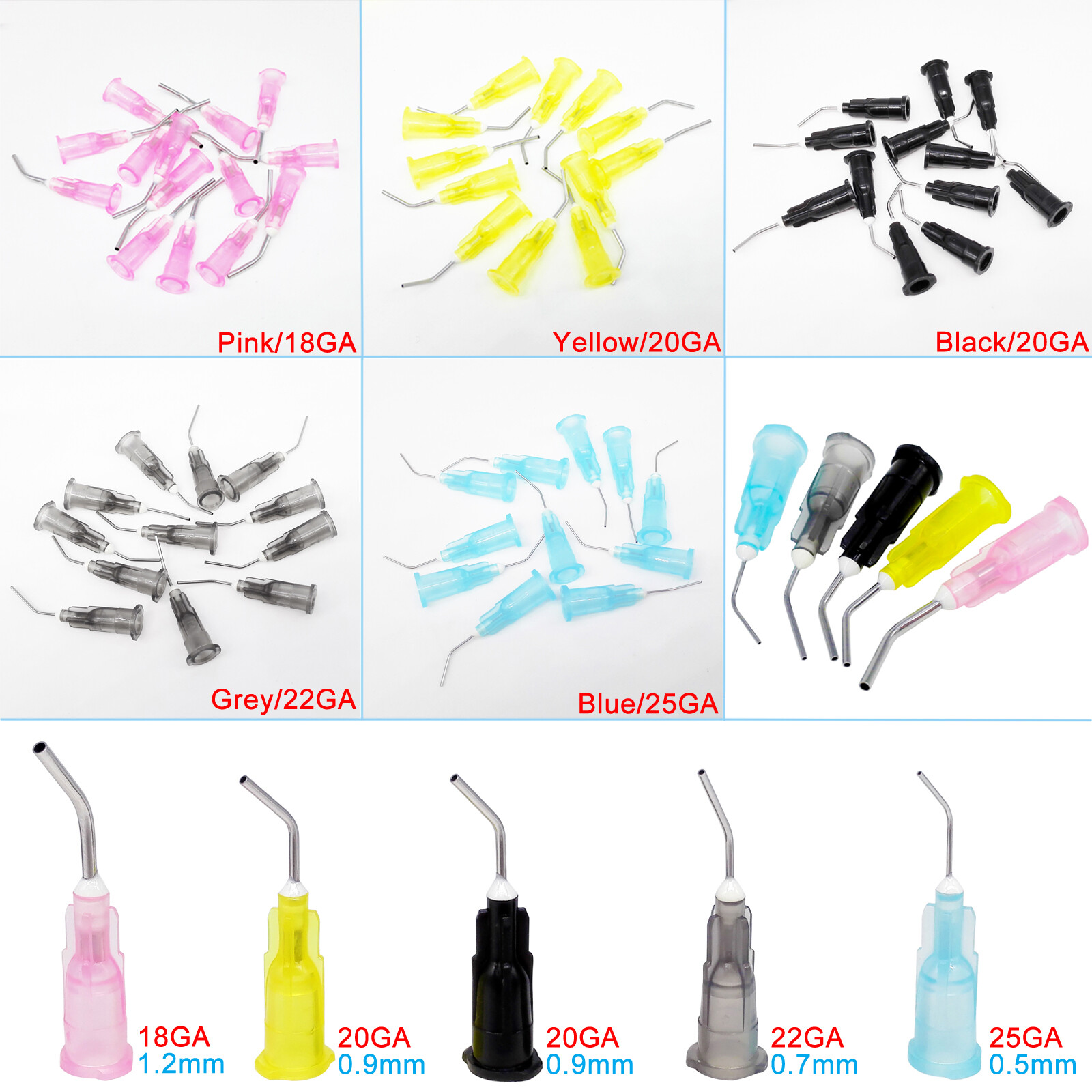 100pcs Dental Disposable Tip Endo Irrigation Needle Syringe Tips 25G 27G 30G
