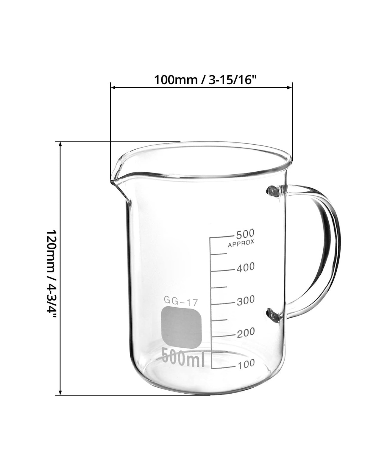 500ml Borosilicate Glass Beaker Set with Handle & Pouring Spout – 2 Pack