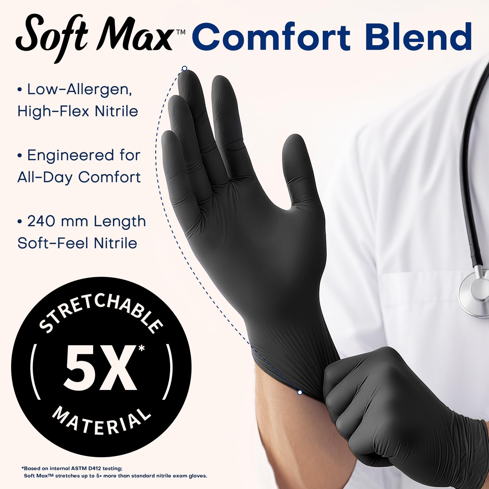 100PCS Black Nitrile Disposable Gloves Latex Free Food Safe
