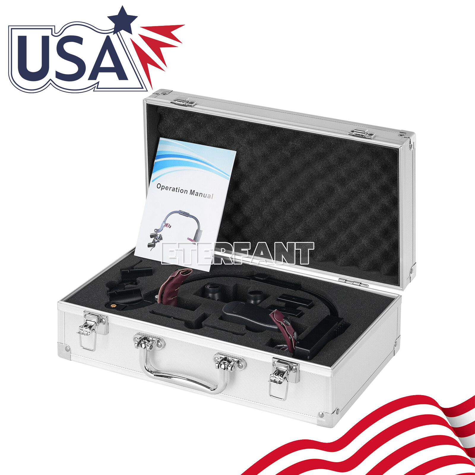 3.5X Dental Surgical Headband Binocular Loupes w/5W LED Head Light 2Leds Black