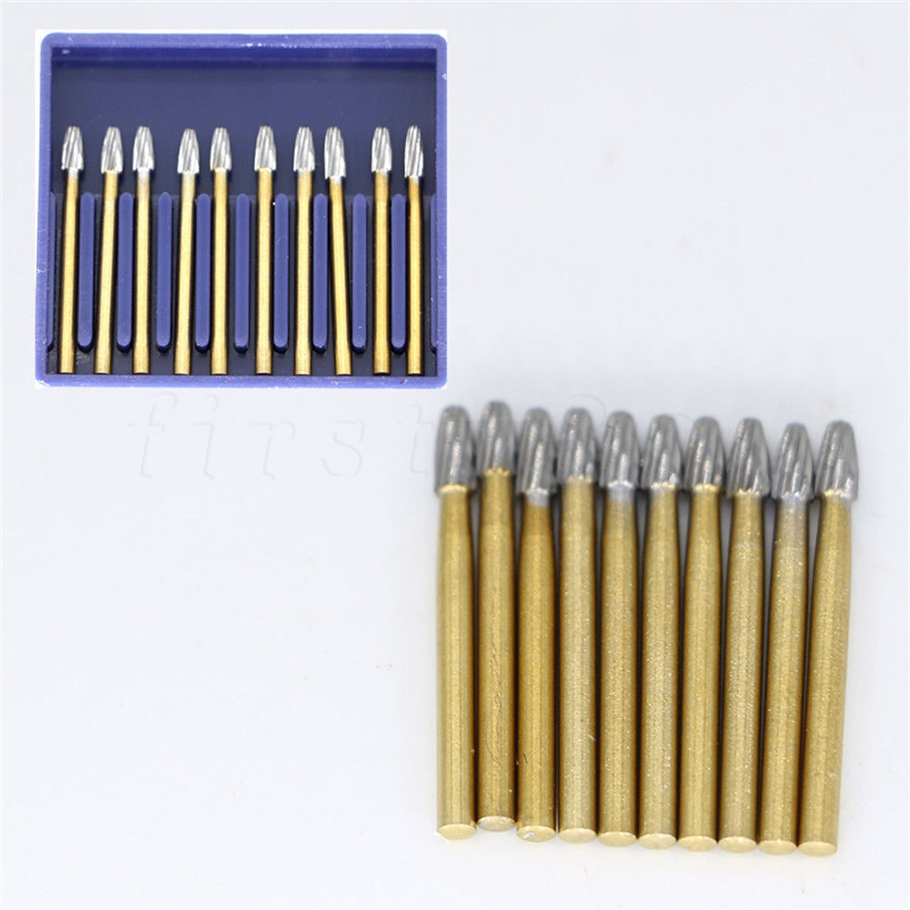 10Pc Dental Carbide Burs Trimming & Finishing Gold 7006/7406/7408/7901/7902/7903