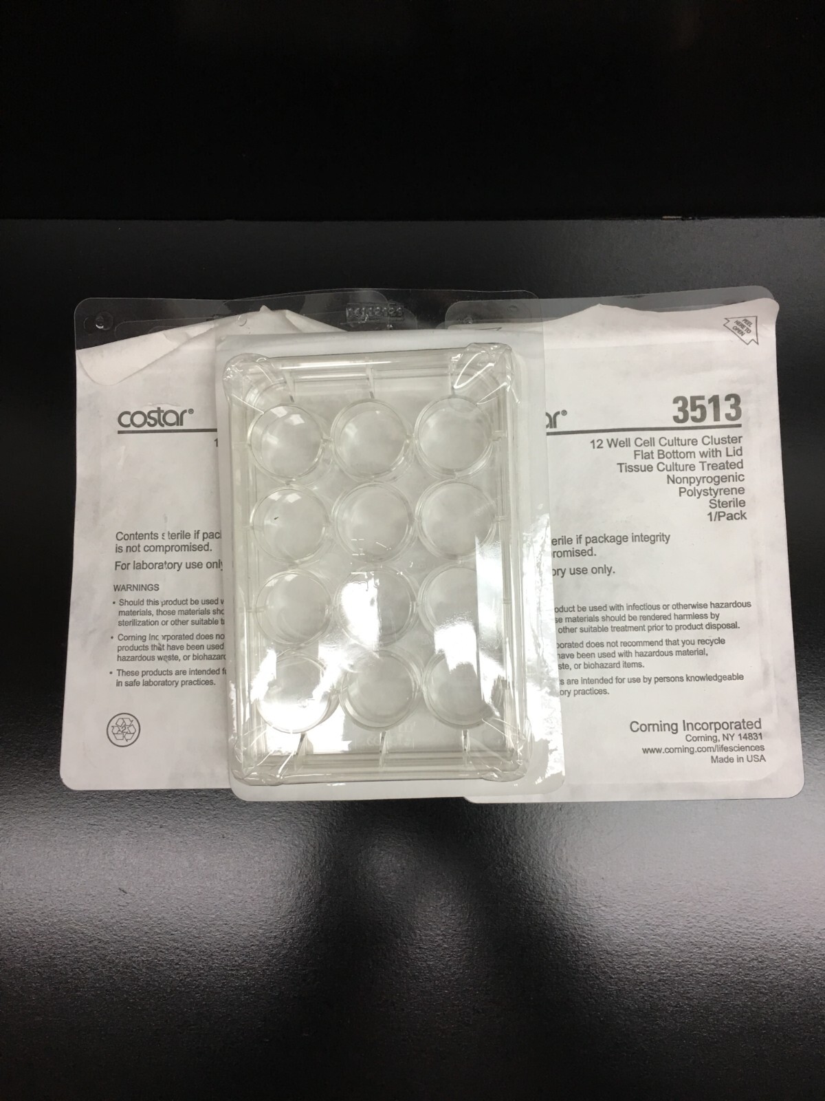 Corning Costar 3513 12 Well Cell Culture Cluster Flat Bottom w/ Lid lot Of 9