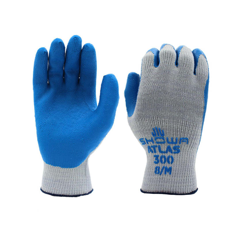 Showa Atlas 300 Original 1994 Crinkle Grip Work Gloves Natural Latex Palm Heavy