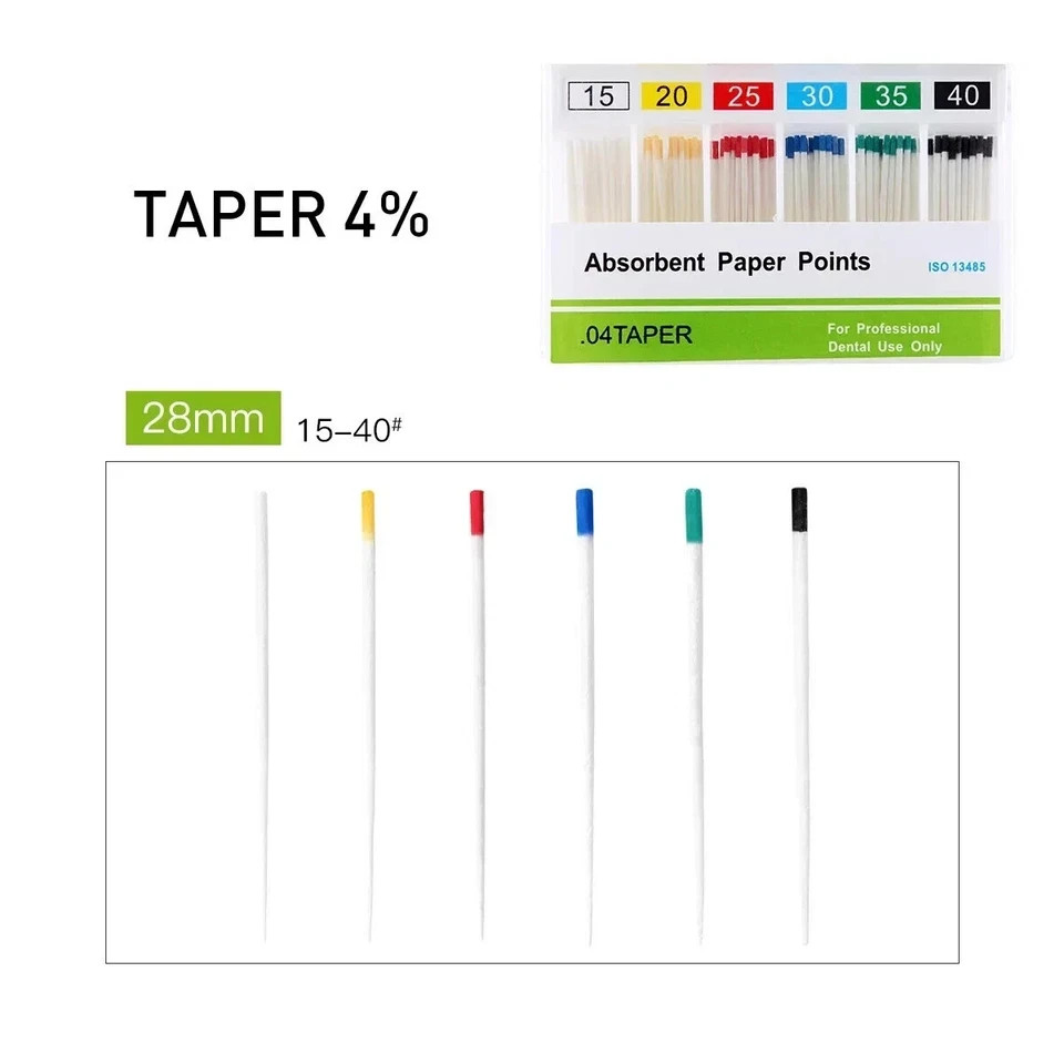 Dental Root Endodontic Absorbent Paper Points Taper 0.04/ 0.02 /0.06 15#-40#