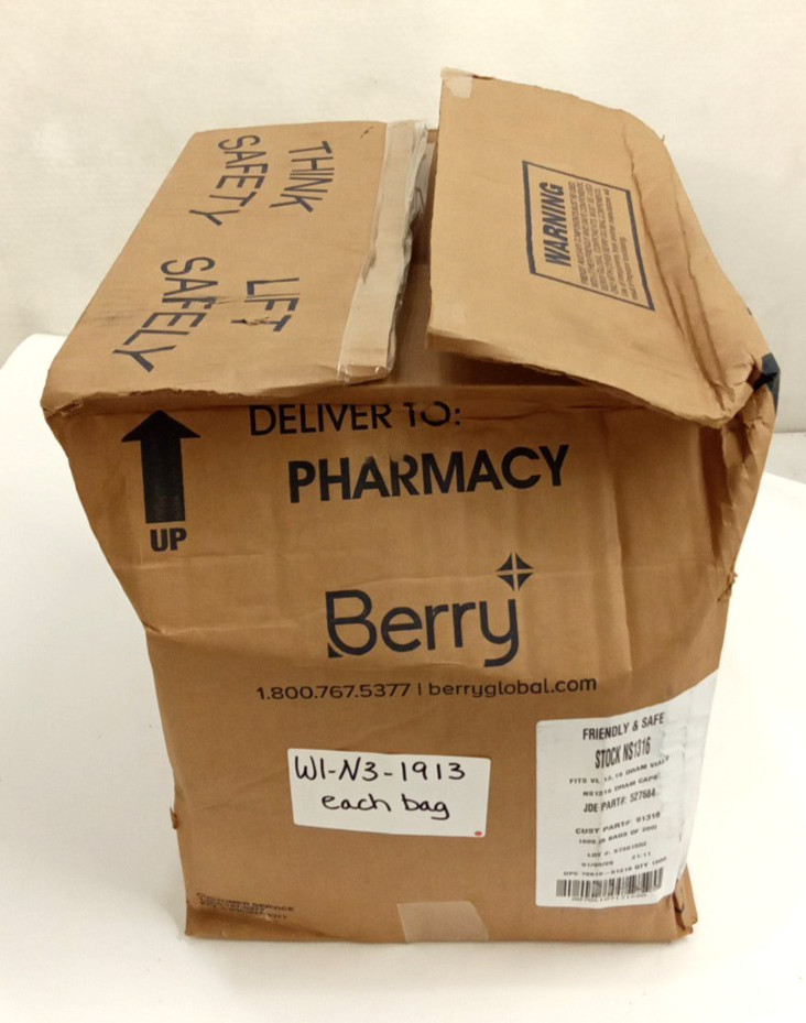 Berry Stock NS1316 Friendly & Safe Caps Not Child-Resistant 13 Dram White 200pk