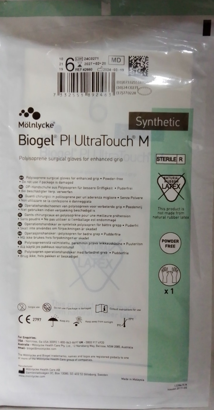 Lot of 5 Pair Sterile Biogel PI UltraTouch Surgical Gloves Size 6