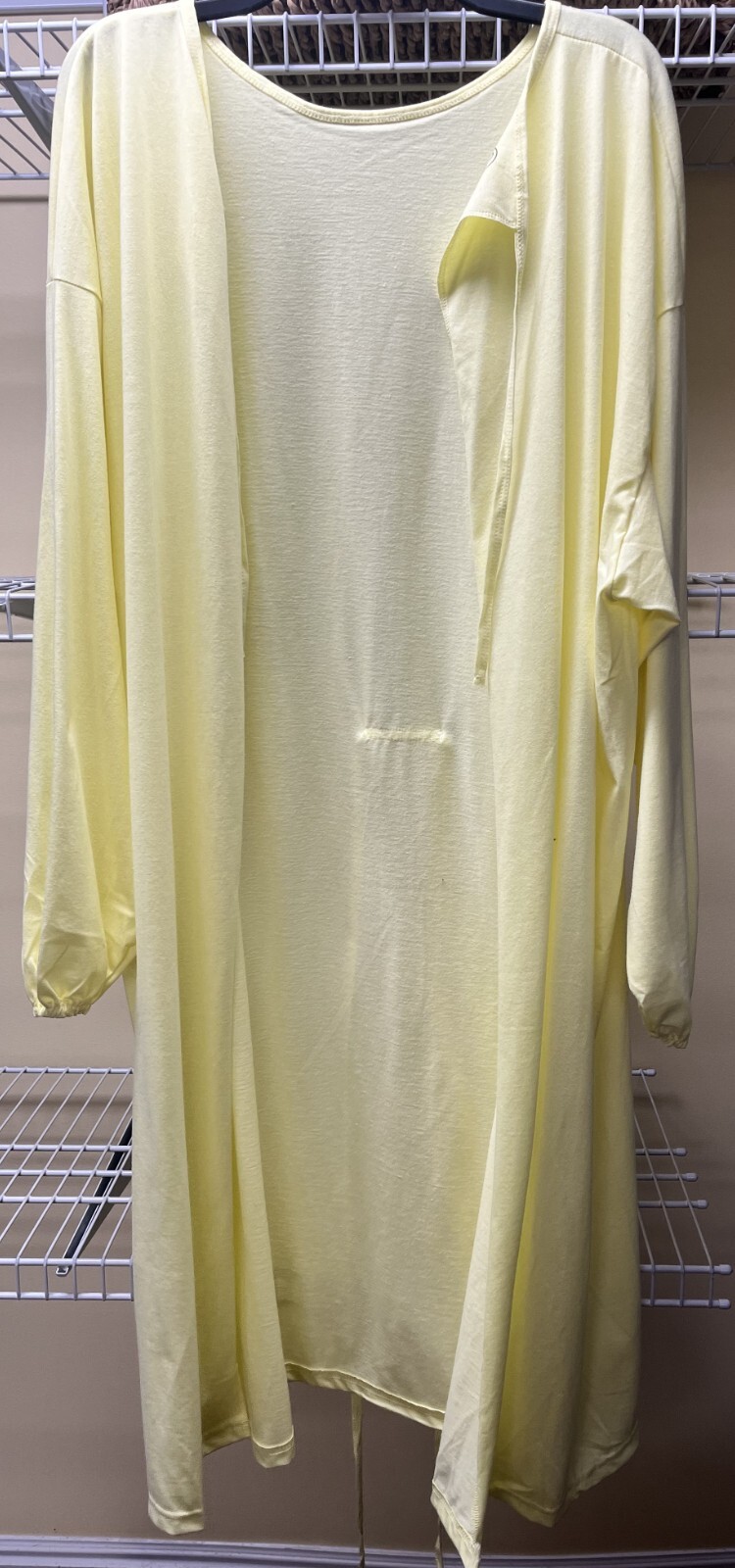Yellow Knit Disposable Single Use Isolation Gown with Elastic Cuffs One Size New
