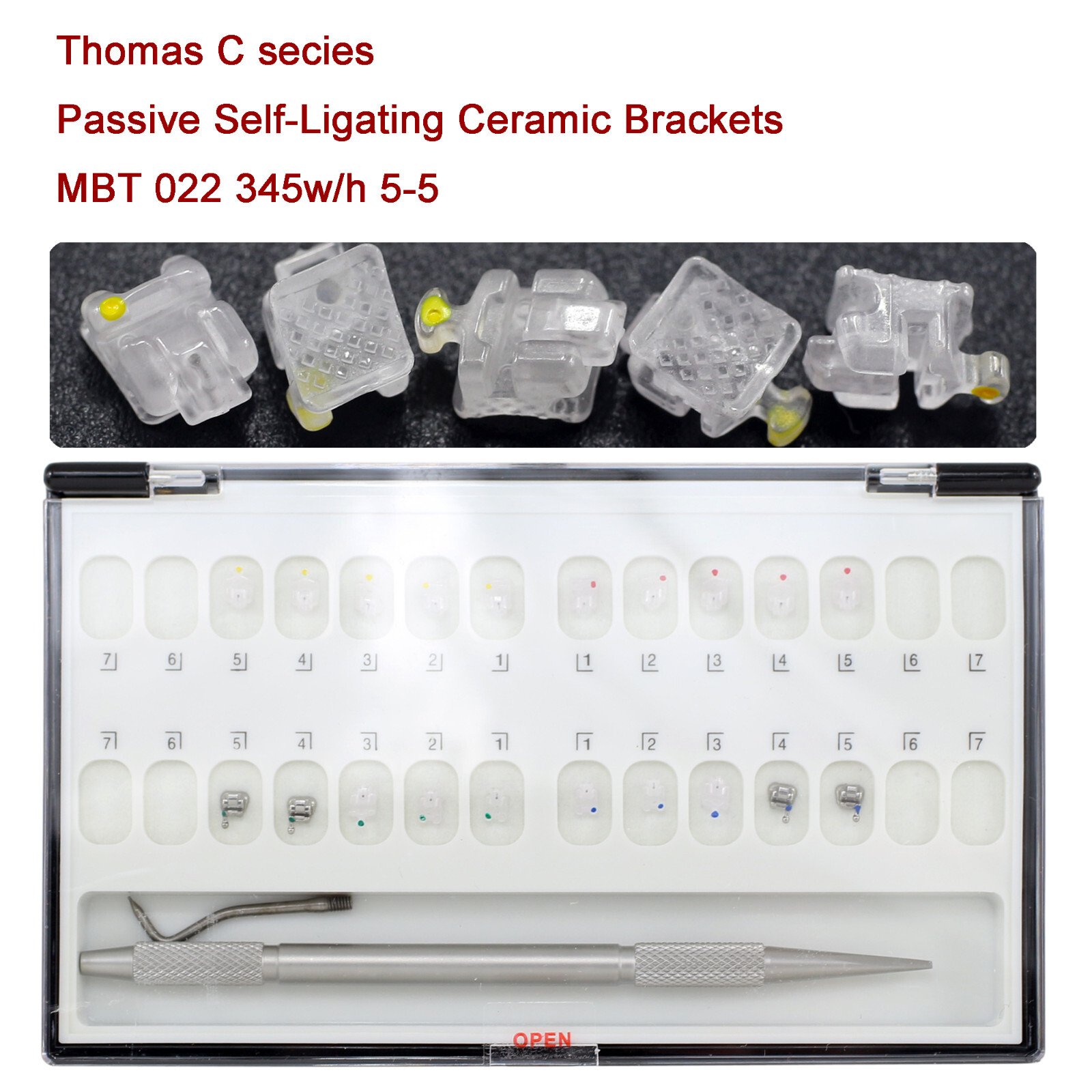 Dental Orthodontic Self Ligating Brackets Ceramic Braces Roth MBT 022 345 Hooks