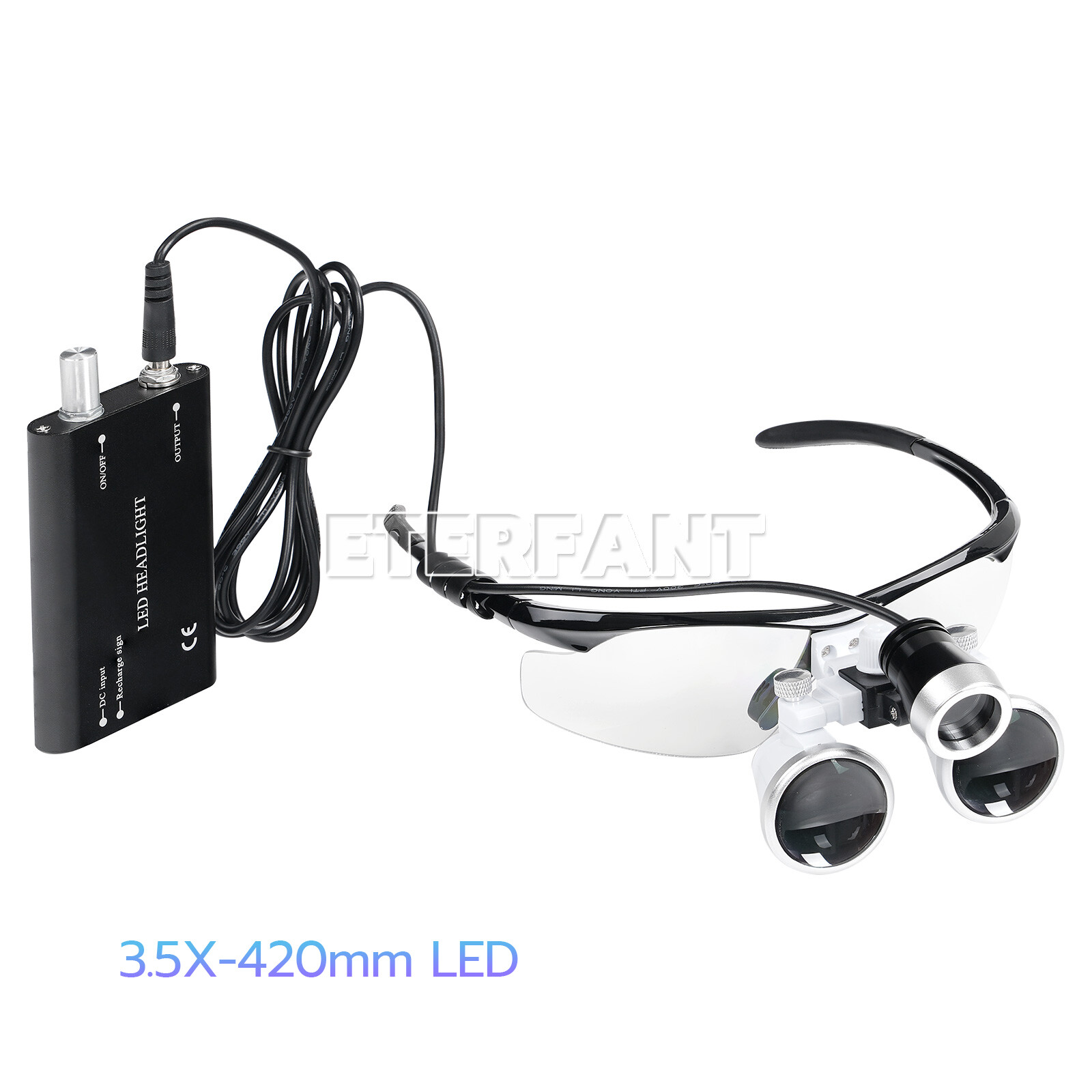 ETERFANT Dental 3.5x Magnifier Binocular Loupes+3W LED Head Light Lamp Medical