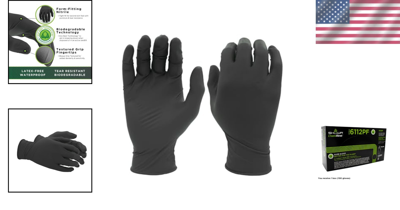 Professional Black Nitrile Gloves – Eco Best Tech, Waterproof, Food-Grade Safety
