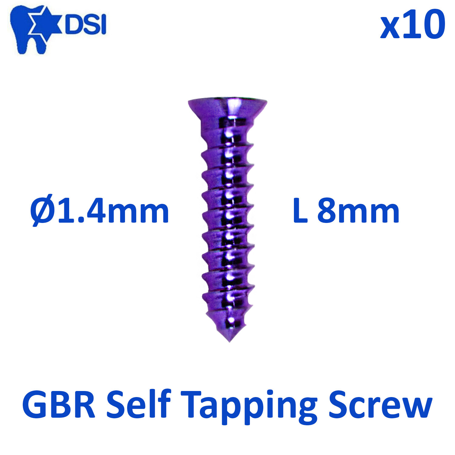 10x DSI Dental Fixture B0ne Titanium Screw Membrane Fixation GBR Ø1.4mm/L8mm