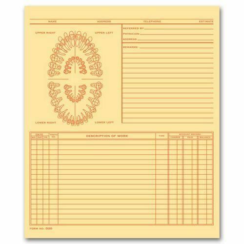 20912 Dental Exam Record Unnumbered Teeth Folder Style 8 x 9 1/2″ QTY 100