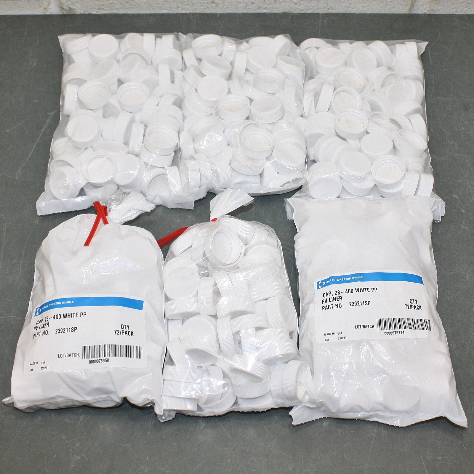 (432) Duran Wheaton Kimble Screw Caps 239211, 28-400 mm Diameter, White PP