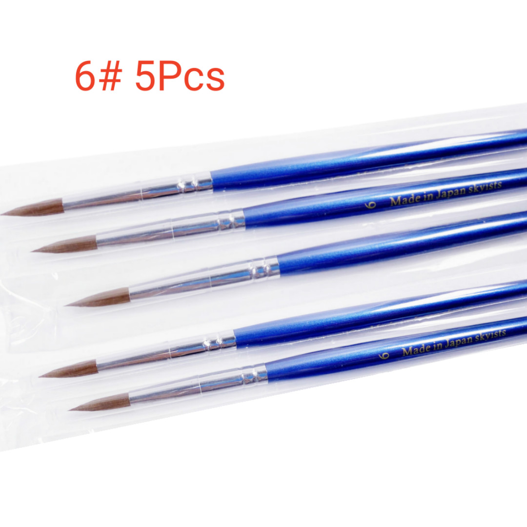 5Pcs 6# Dental Lab Brush Pen Brushes Nylon Hair Metal Porcelain Powder Ceramic