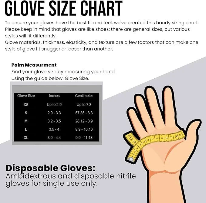 6 Mil Black Nitrile Gloves Disposable Heavy Duty Powder Free Latex Free S-2XL