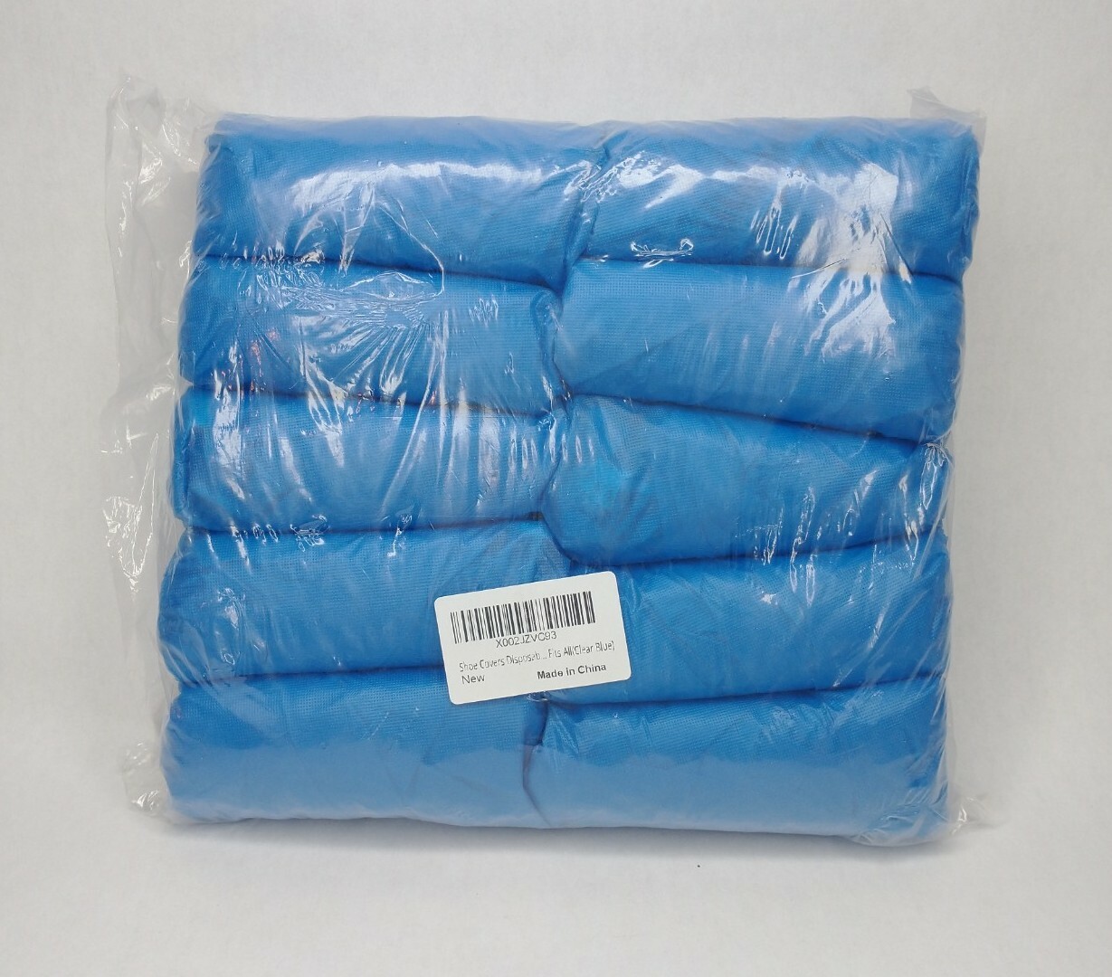 Blue Plastic Disposable Shoe Covers One Size Fits All