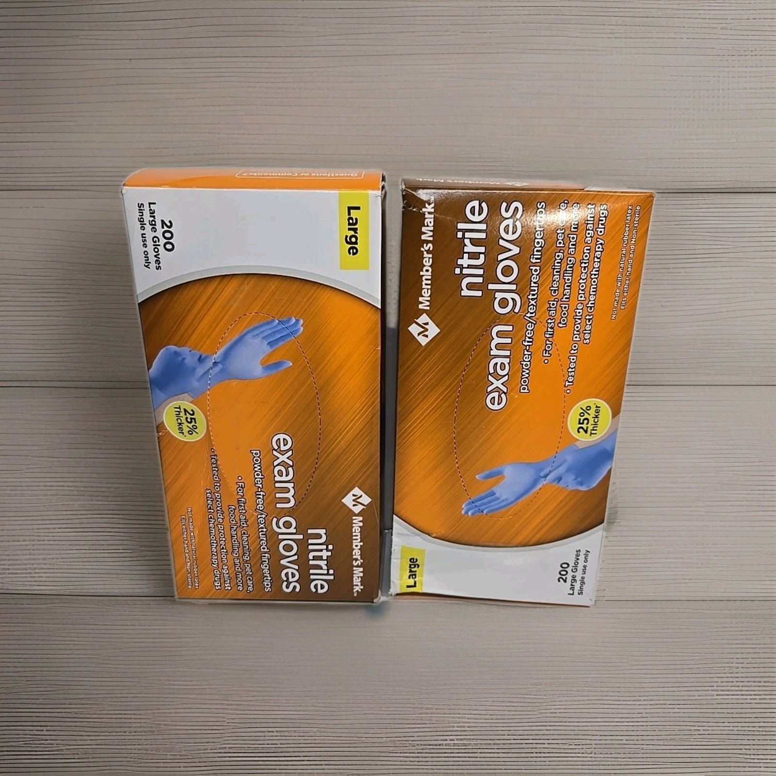 Large LG Nitrile Member’s Mark Exam Gloves 2 Boxes = 400 Count Powder Free New
