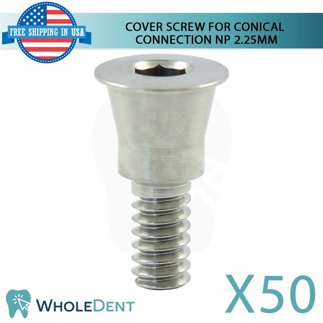 50x Dental Titanium Cover Screw Narrow Platform Conical Connection Hex 2.25mm NP