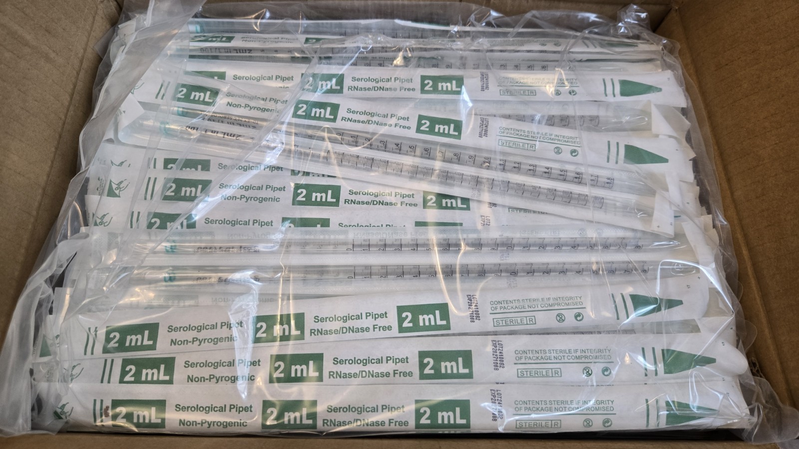 (PK600) LAB SAFETY SUPPLY LSS 11L806 2mL Serological Pipet Individually Wrapped