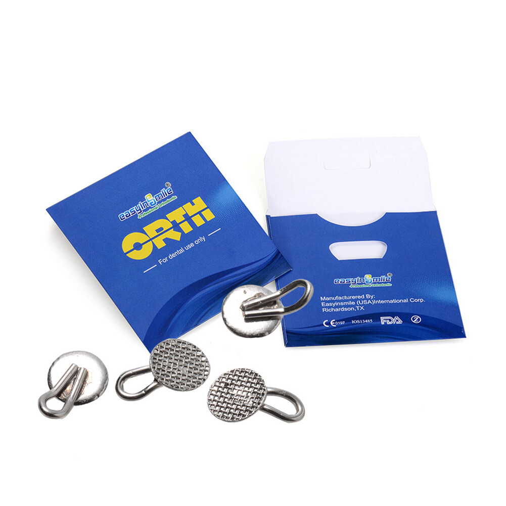 Dental Traction Hook Round/Rectangular Orthodontic Bonding Caplin Hook Mesh Base