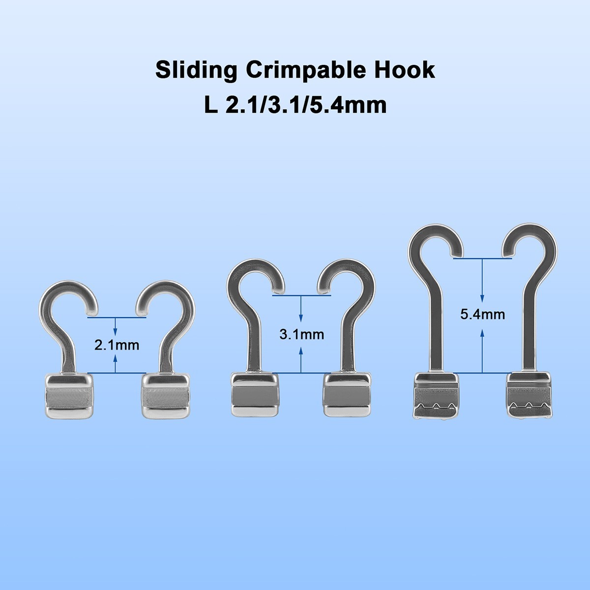 50pcs Dental Ortho Sliding Crimpable Hooks Long Right/Left Curved Crimpable Hook