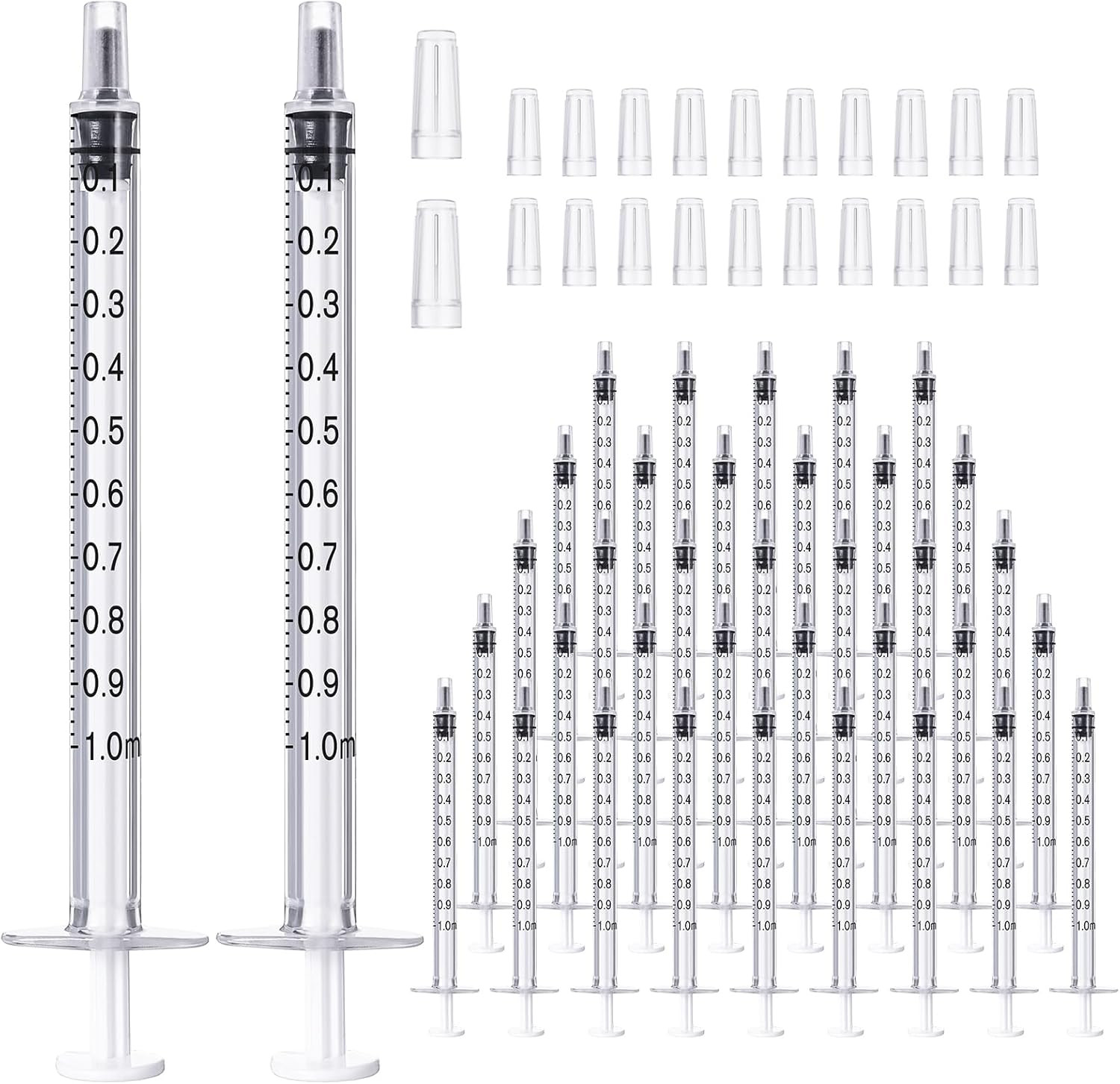 100 Pack 1ml Syringes with Caps, 1cc Syringe Needleless, Small Oral Syringe with