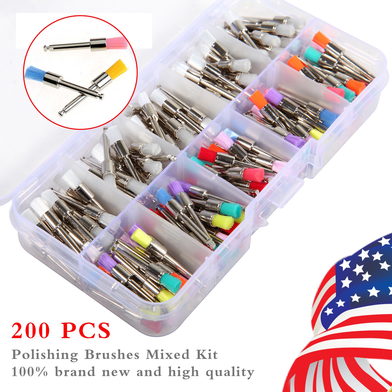 Composite Polishing Polisher Brush Wheel Kit Fits Low Speed Contra Angle Dental