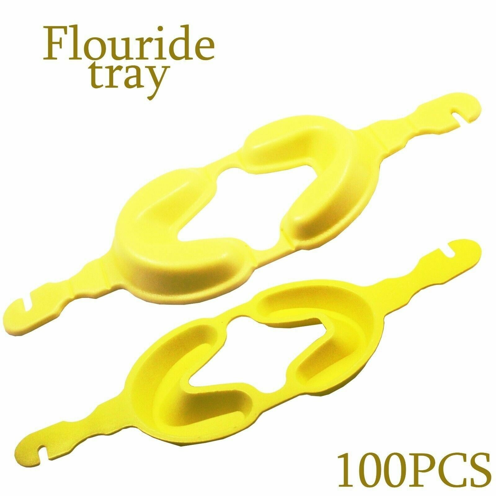 100X Dental Fluoride Disposable Arch Trays Gel Or Foam Small Size Yellow Color