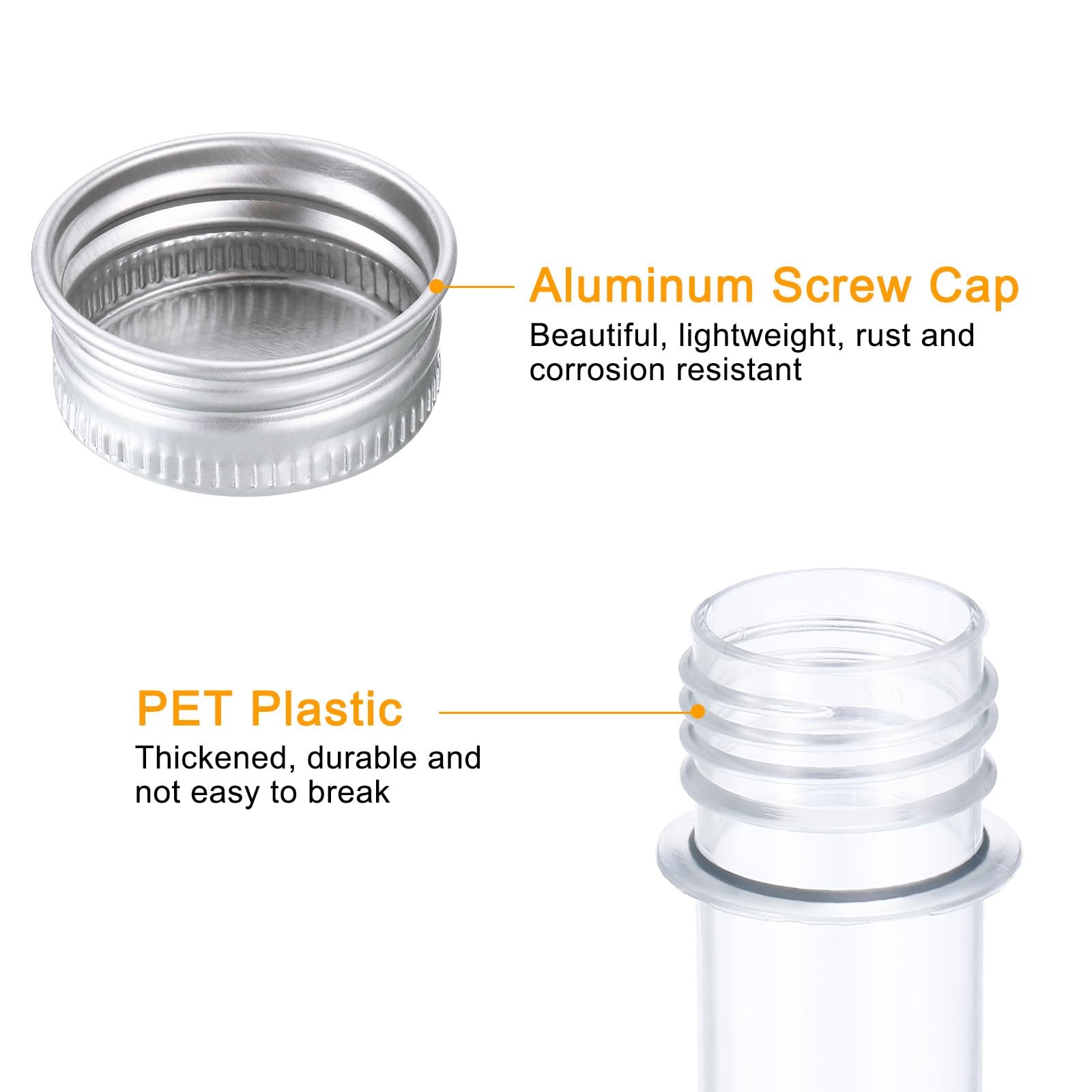 PATIKIL 120Pcs 45ml Plastic Test Tube with Screw Caps, 140x25mm Tubes Aluminum L