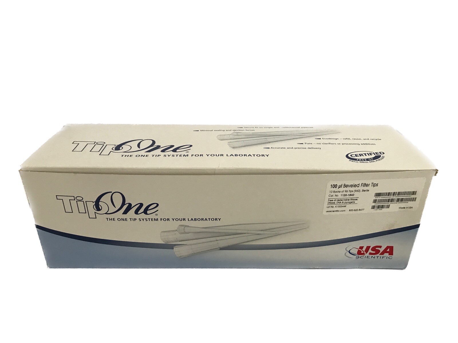 (960) USA TipOne 100uL Beveled Filter Pipette Tip Refills 96×10 1120-1840
