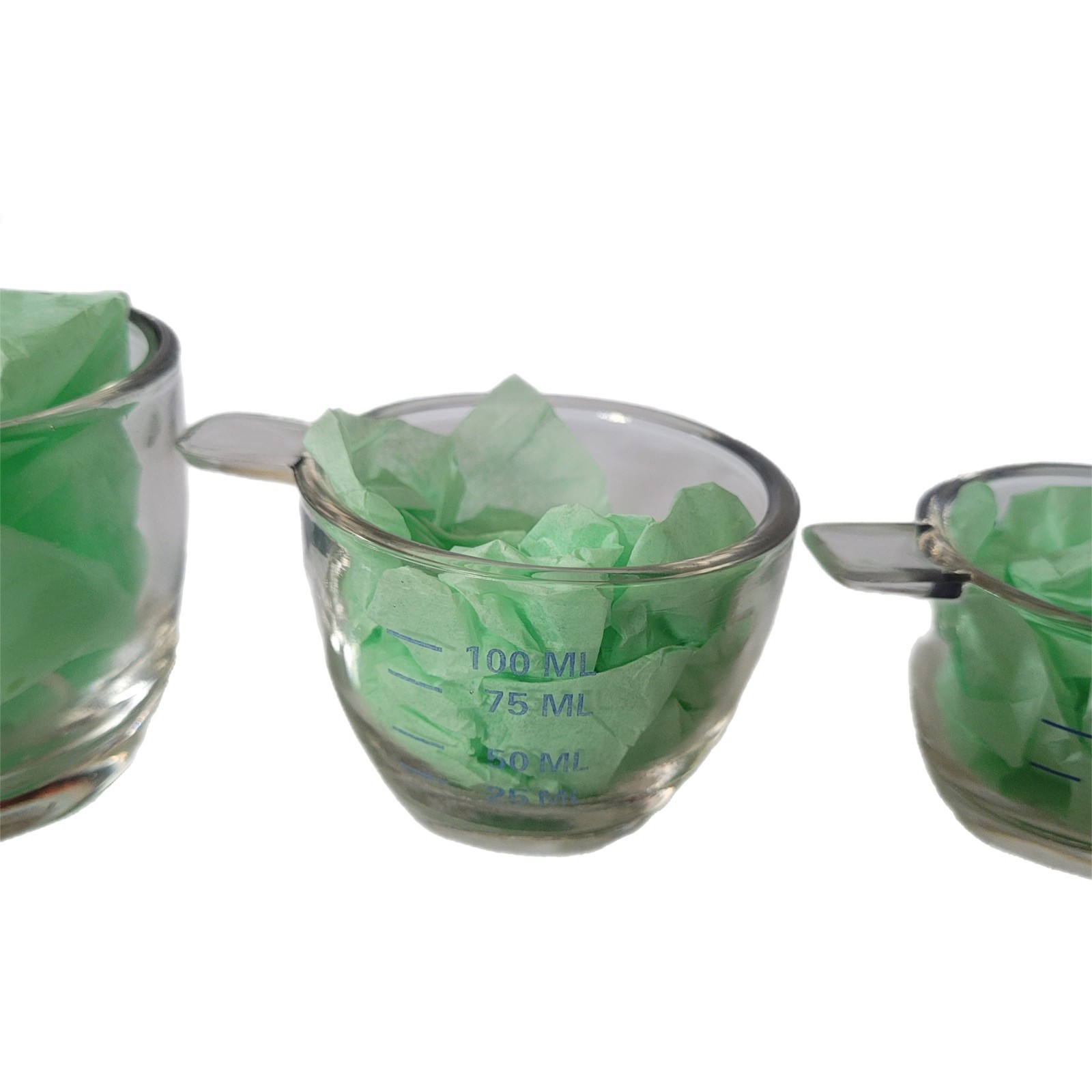 4 Piece Small Clear Glass Measuring Cups 200ml, 100ml, 50ml, 25ml