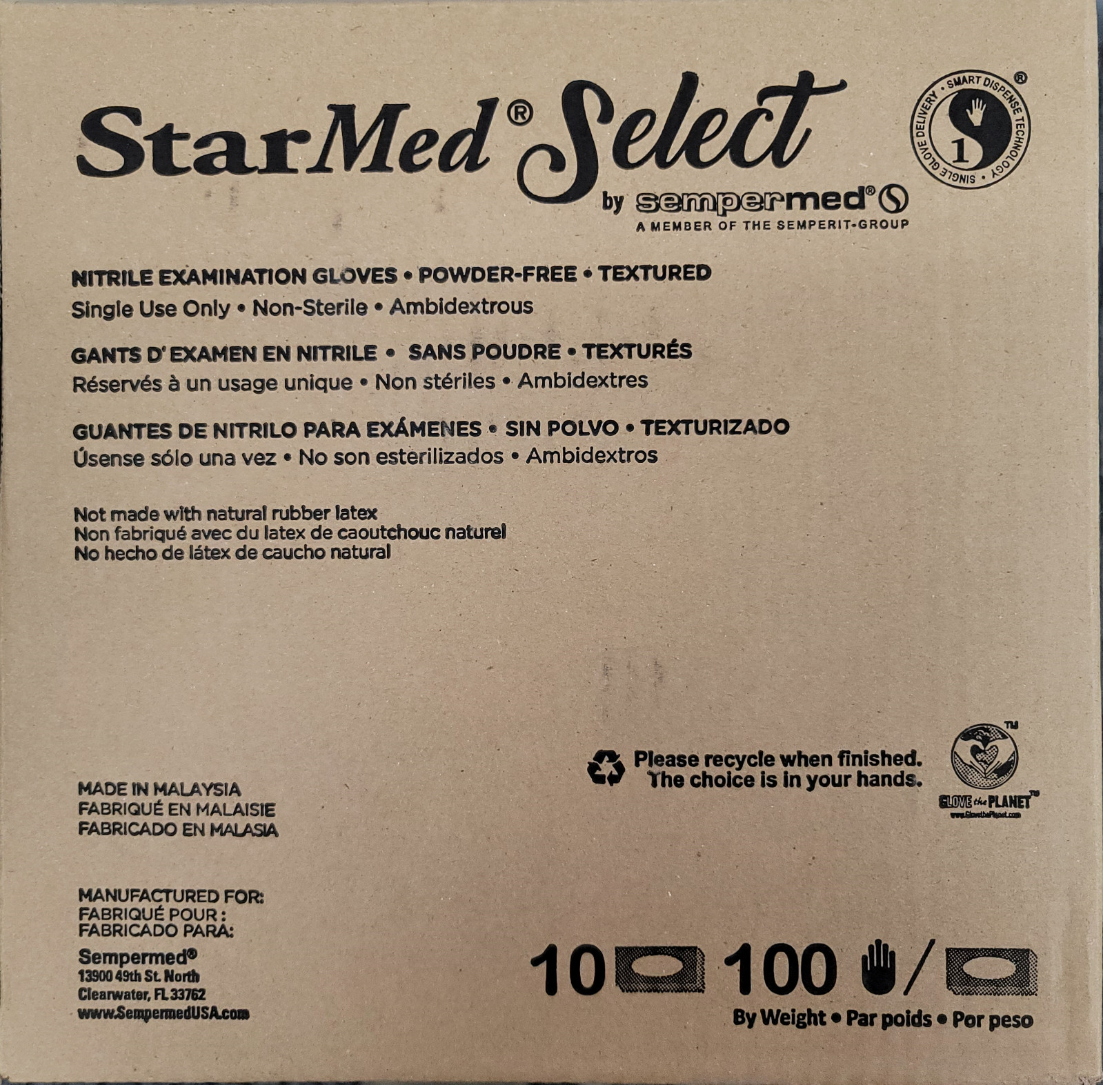 StarMed Select Nitrile Exam Gloves Medium SMNS103, 1000/Case