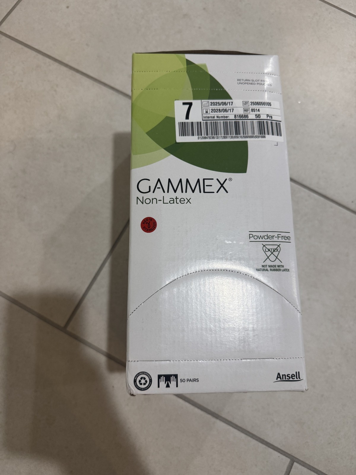 NEW 50 PAIRS Ansell Gammex Non-Latex Gloves Neoprene, Size 7, Medical Surgical
