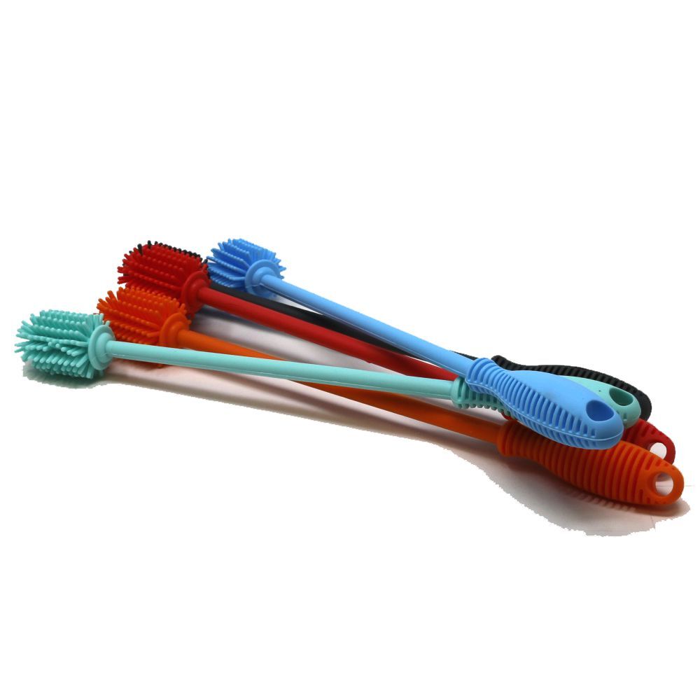 Silicone Bottle Brush, Bottle Cleaner, 12.5″, Steel Rod, Light Blue (Pack of 2)