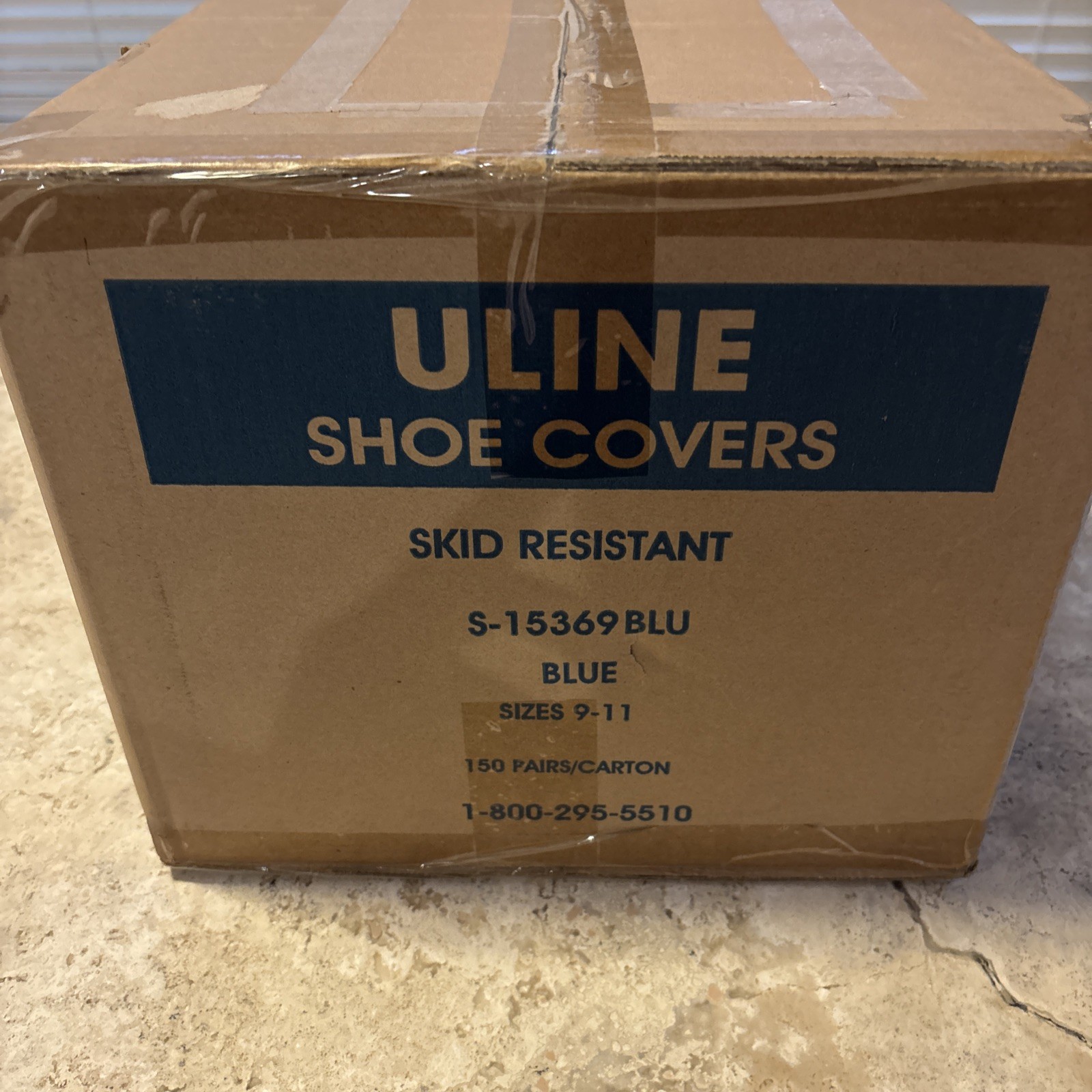ULine Shoe Covers S-15369BLU, 150 pairs Blue, Skid Resistant, New in Box