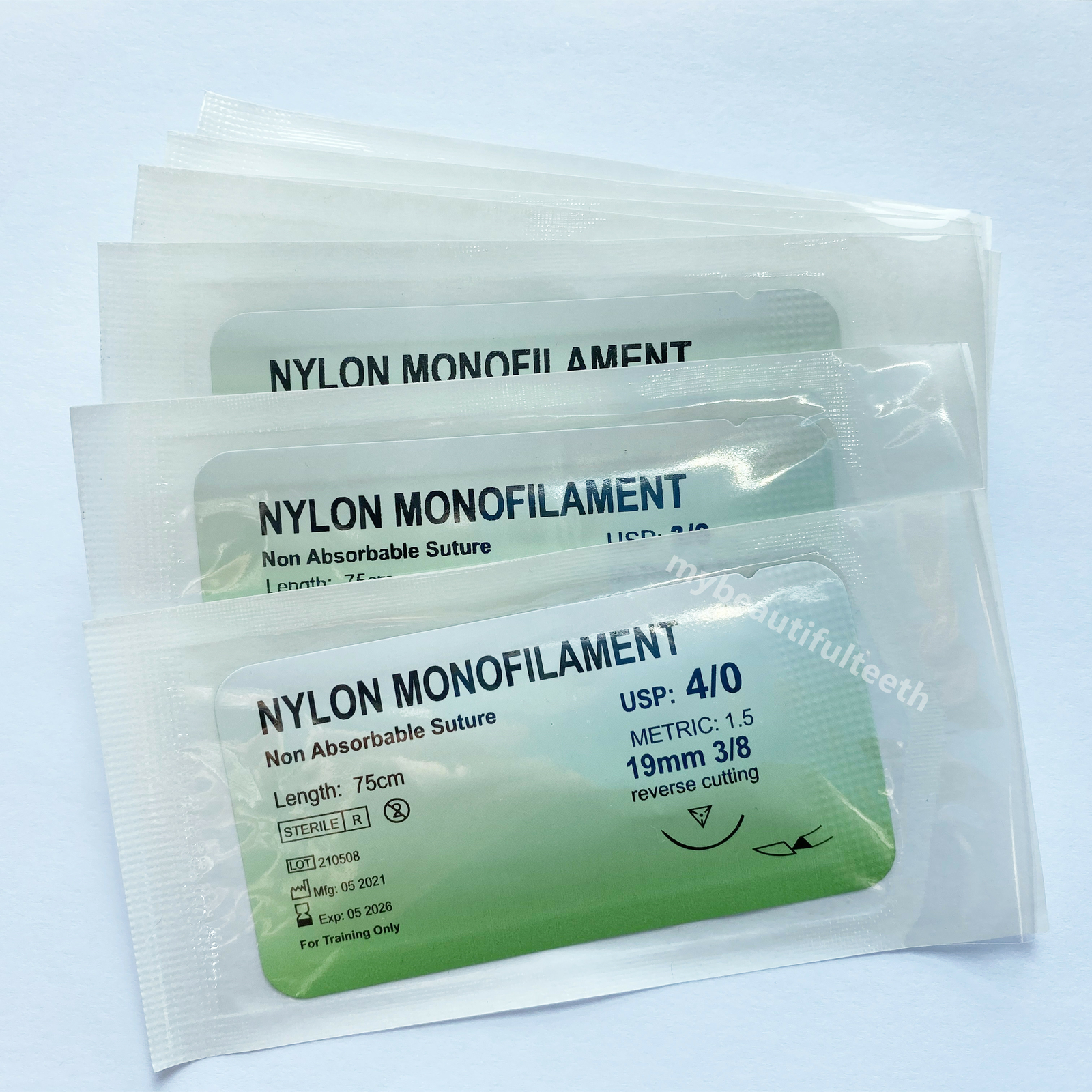 100Pcs Nylon Usp 4/0 Reverse Cut Metric Study Sutures Practice Suture Dental