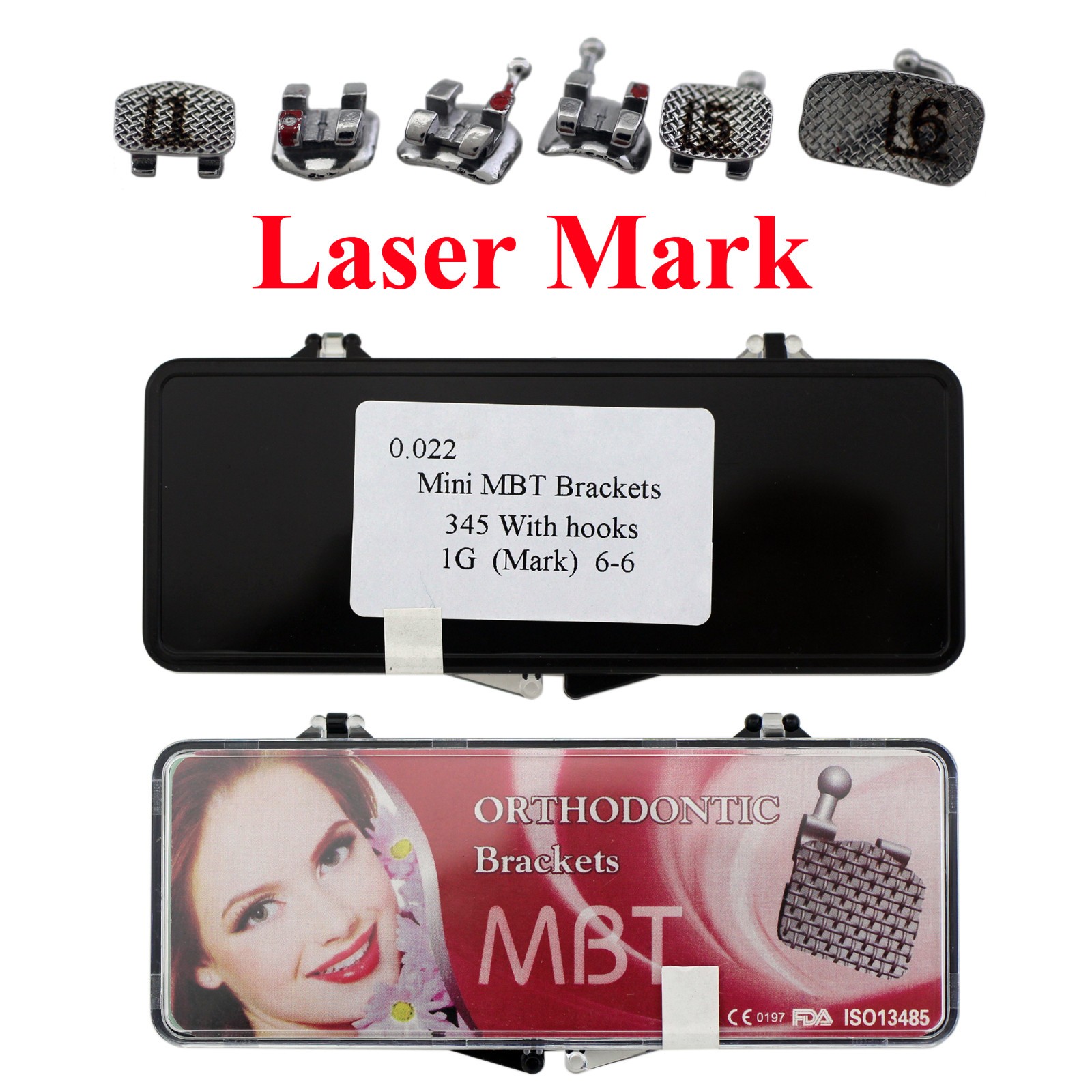 Orthodontic Mini Roth Brackets Laser Mark Dental Metal MIM MBT 022 345HK 6-6