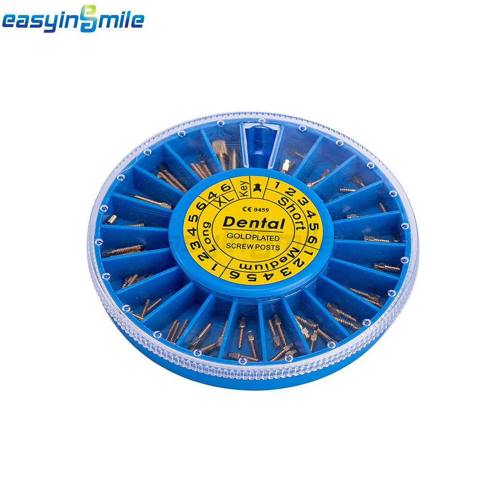 120pc Dental Screw Post Completed Silver/Gold Plated Endo Conical Pin Fiber Post