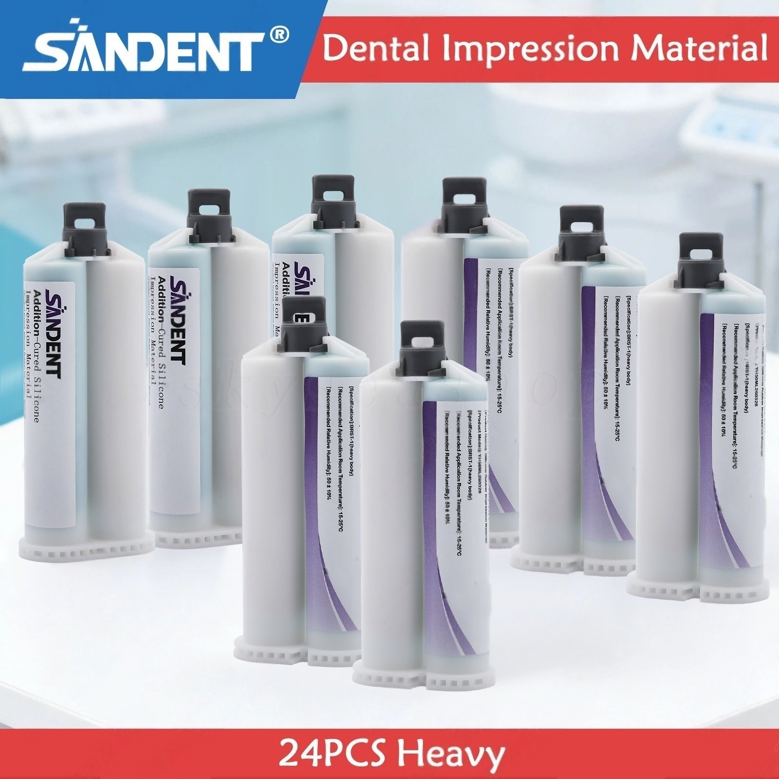 24PCS Dental Impression Material VPS Heavy Body Fast Putty Set 50 ml Cartridges