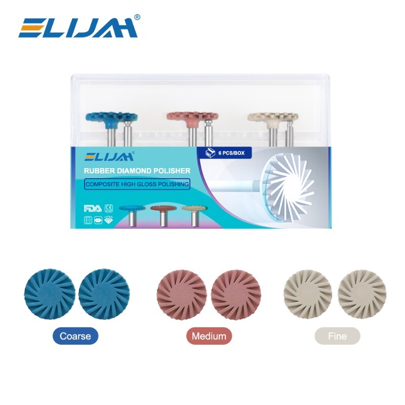 Dental Composite Polishing Kit Diamond System RA Rubber Wheel Polisher 6pcs/1box