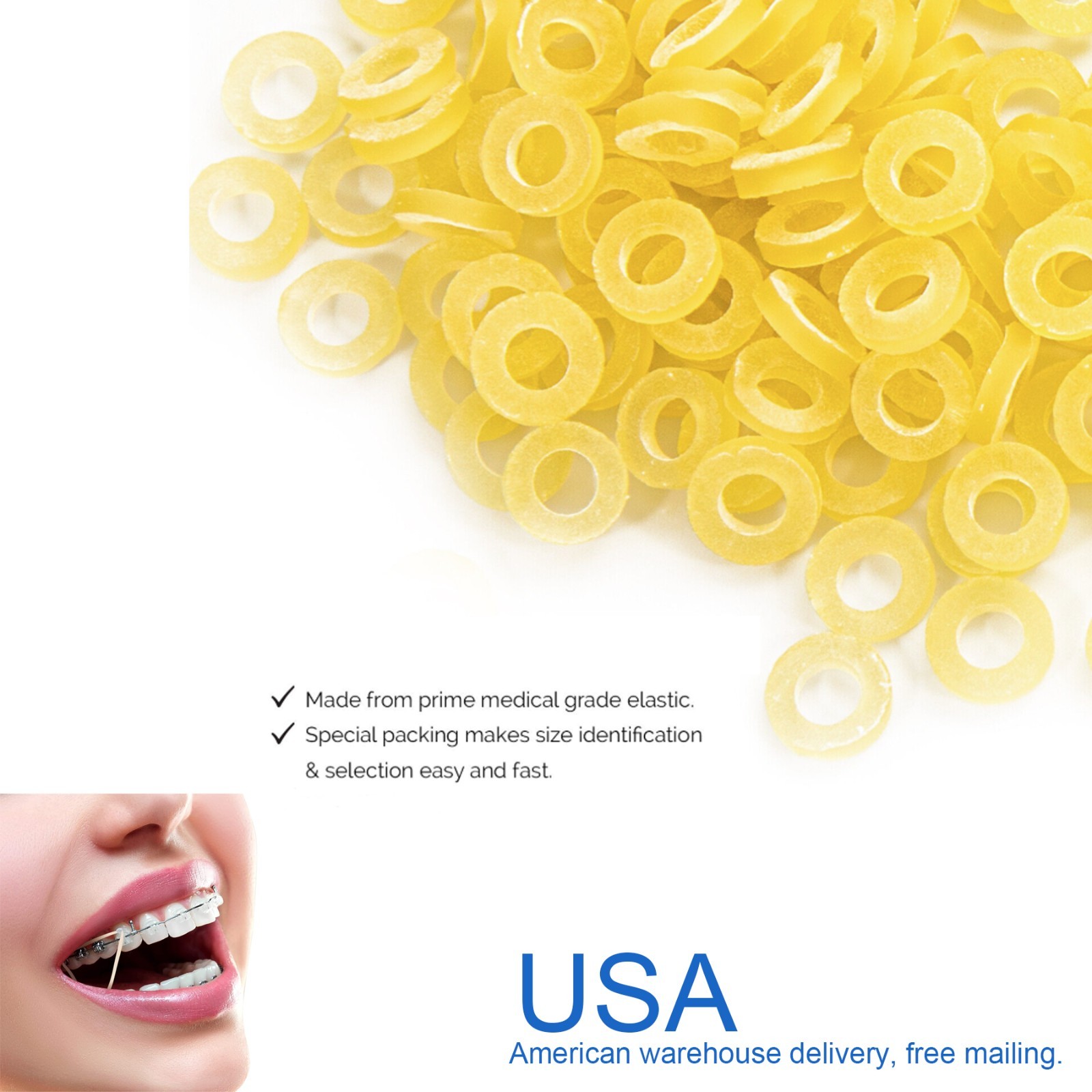 US Dental Ortho Elastics Latex Braces Orthodontic Rubber Bands 3.5/5.0/6.5 OZ