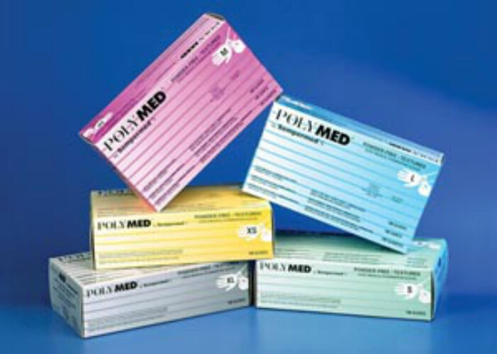 Polymed Latex Gloves – LARGE 1000/case Powder-Free, Micro-rough Textured surface