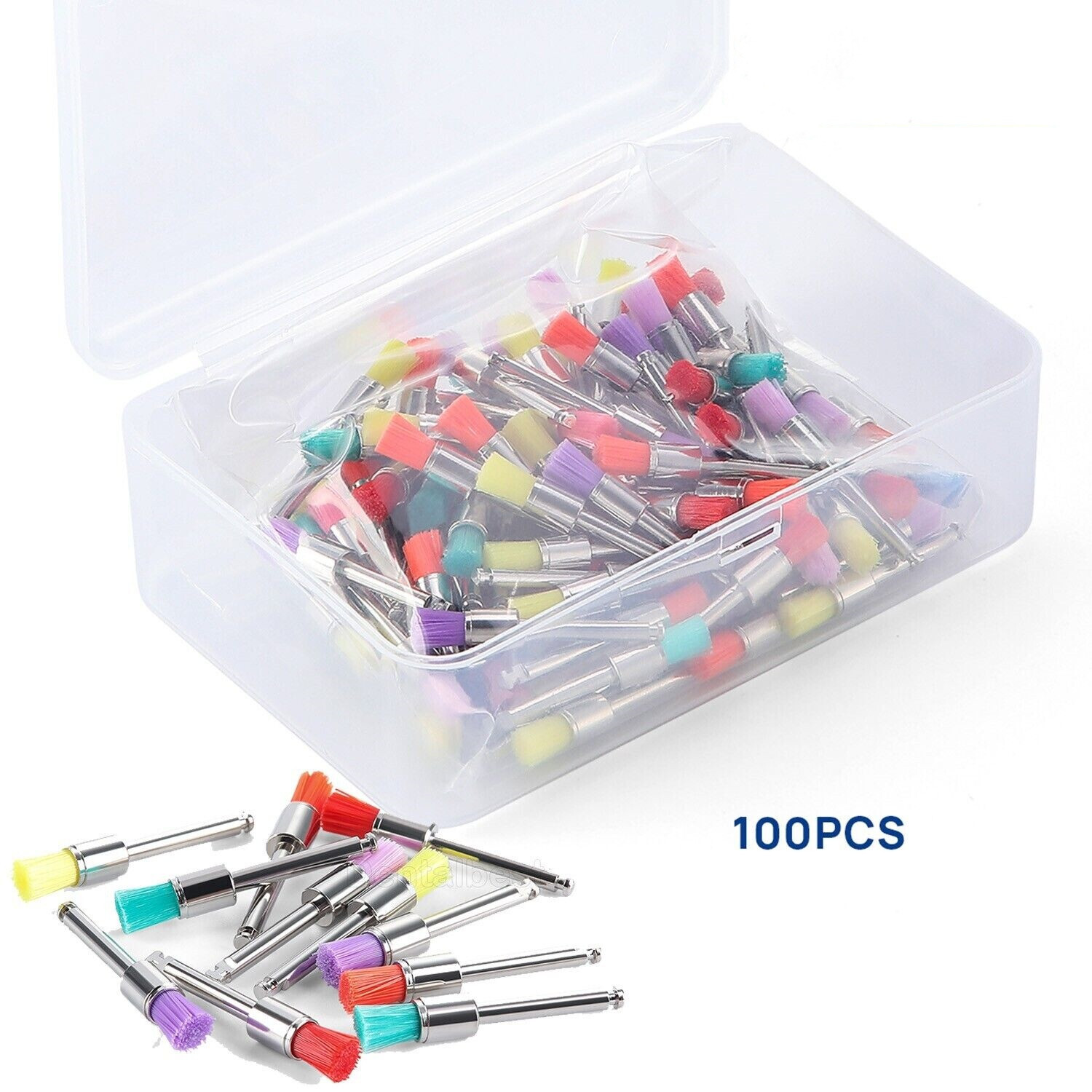 Dental Nylon Latch Prophy Polishing Brushes Flat Type RA2.35mm Polisher Colorful
