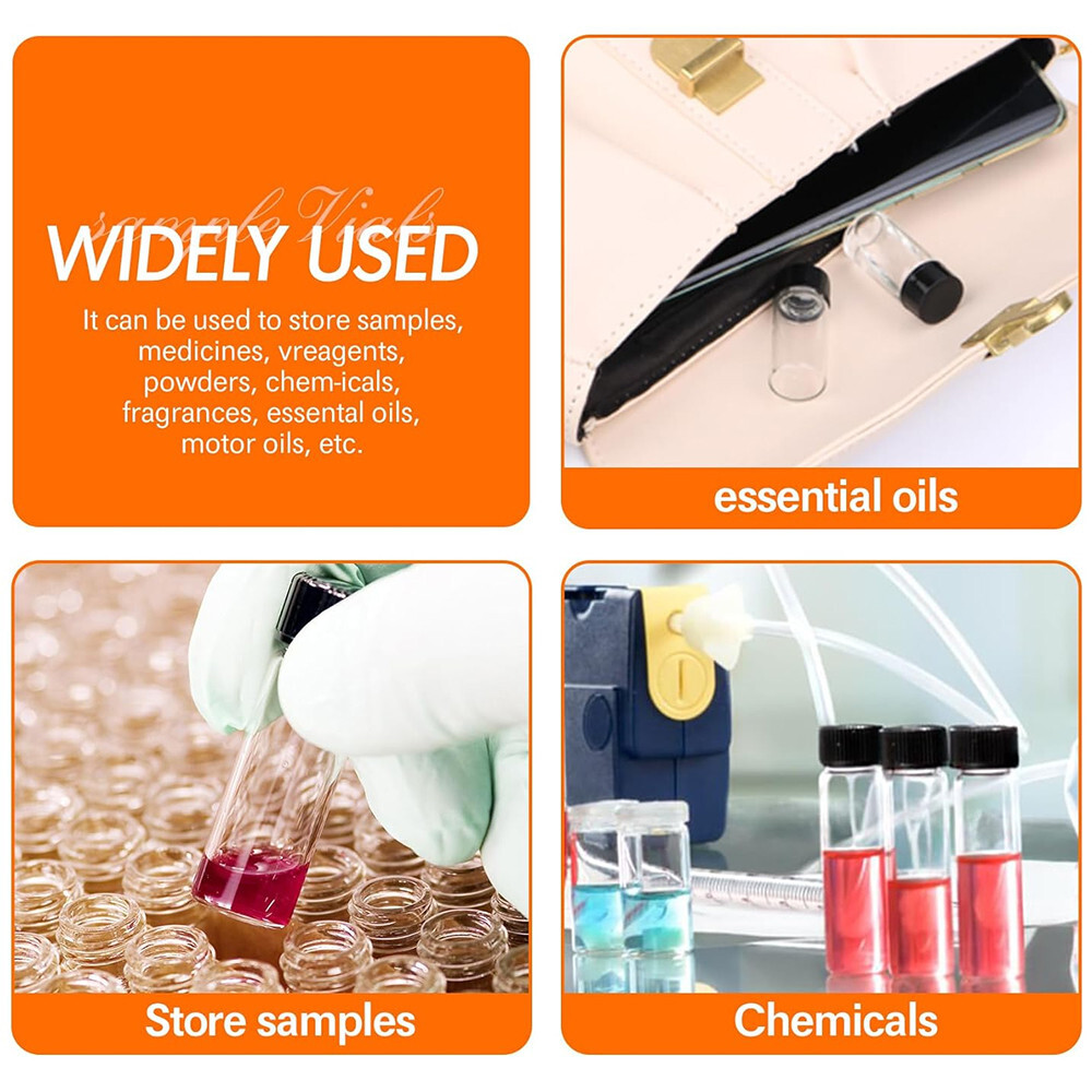 100*5ML Mini Liquid Sample Bottle&Screw Caps,Lab Vial Containers,for Perfume Oil